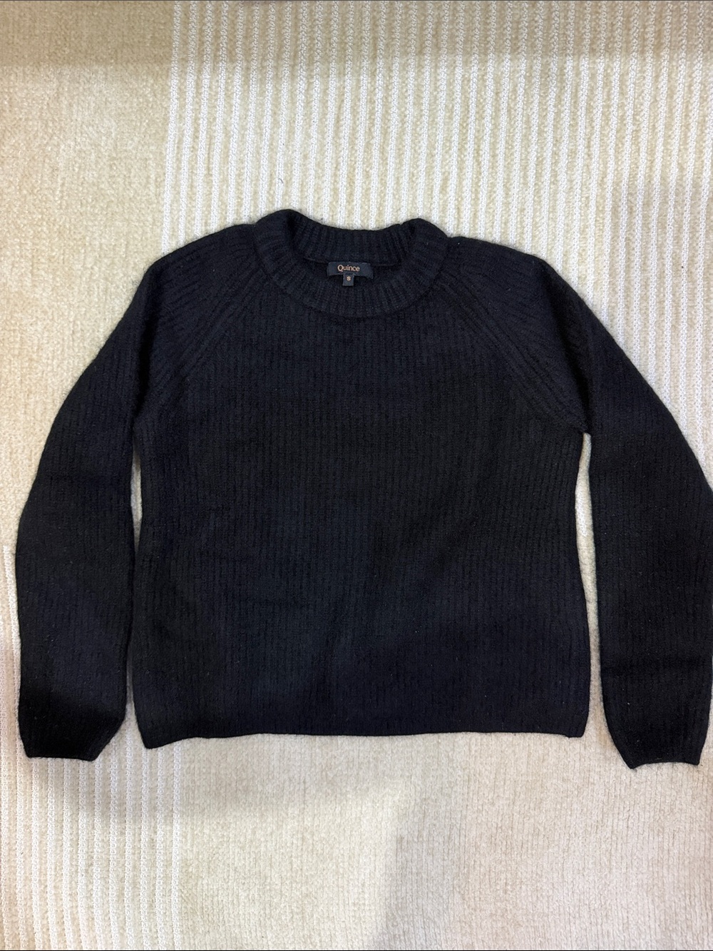 Quince Women’s Black Ribbed Crewneck Sweater